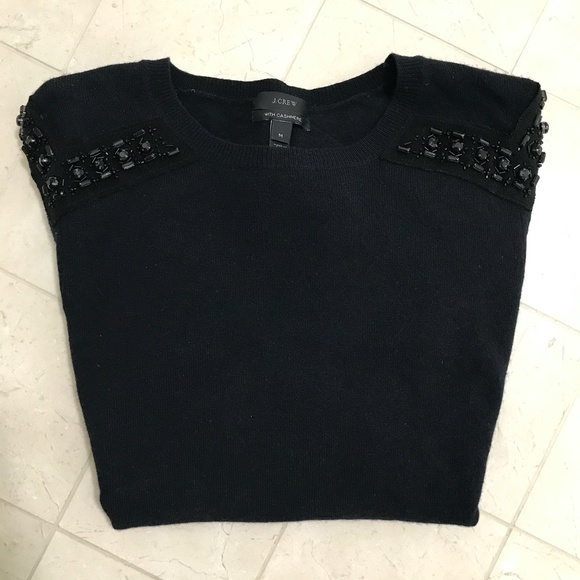 J. Crew Jeweled Shoulder Cashmere Blend Sweater-M - Picture 5 of 5